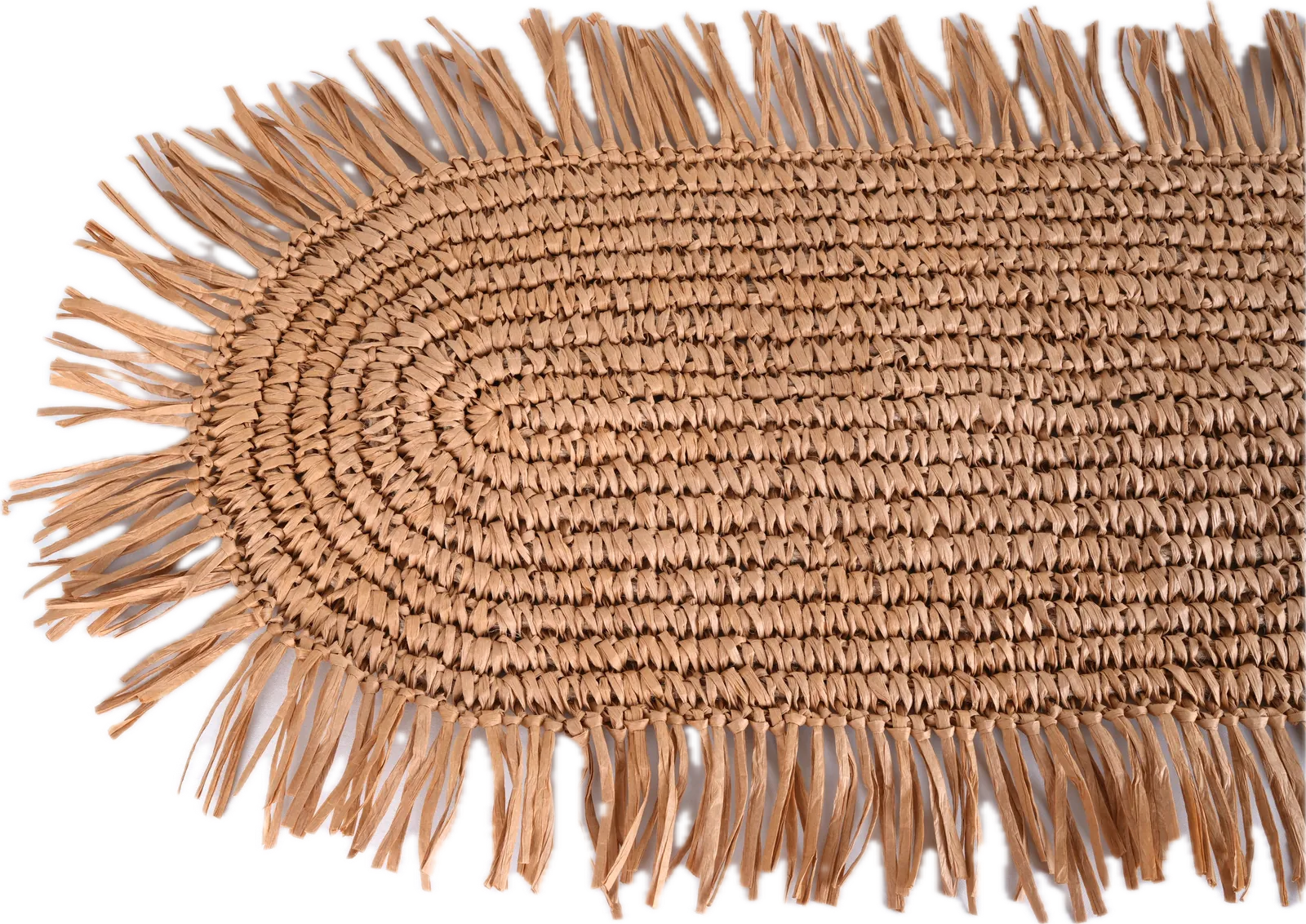 Bej Bohem Püsküllü Oval Runner, görsel 3
