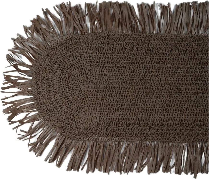 Kahverengi Püsküllü Oval Runner, görsel 3