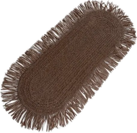 Kahverengi Püsküllü Oval Runner, görsel 4