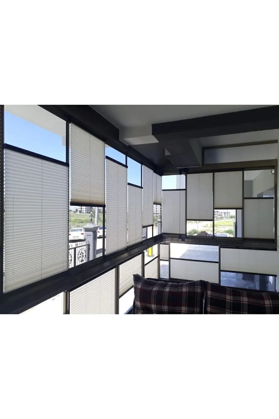 YAPIŞKANLI KAHVE Isıcam Plise Perde – Delmeden Montaj – Güneş Kırıcı – Ölçüye Özel Üretim – Cam Balkon, Mutfak, görsel 8